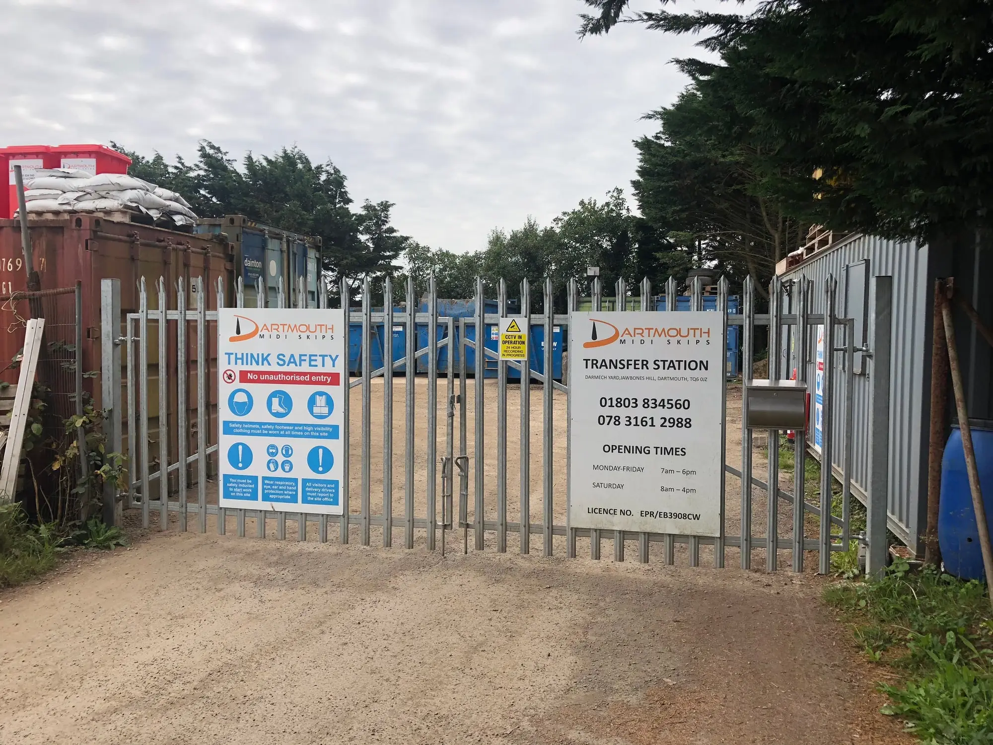 Entrance gate to the Dartmouth Midi Skips transfer station Dartmouth